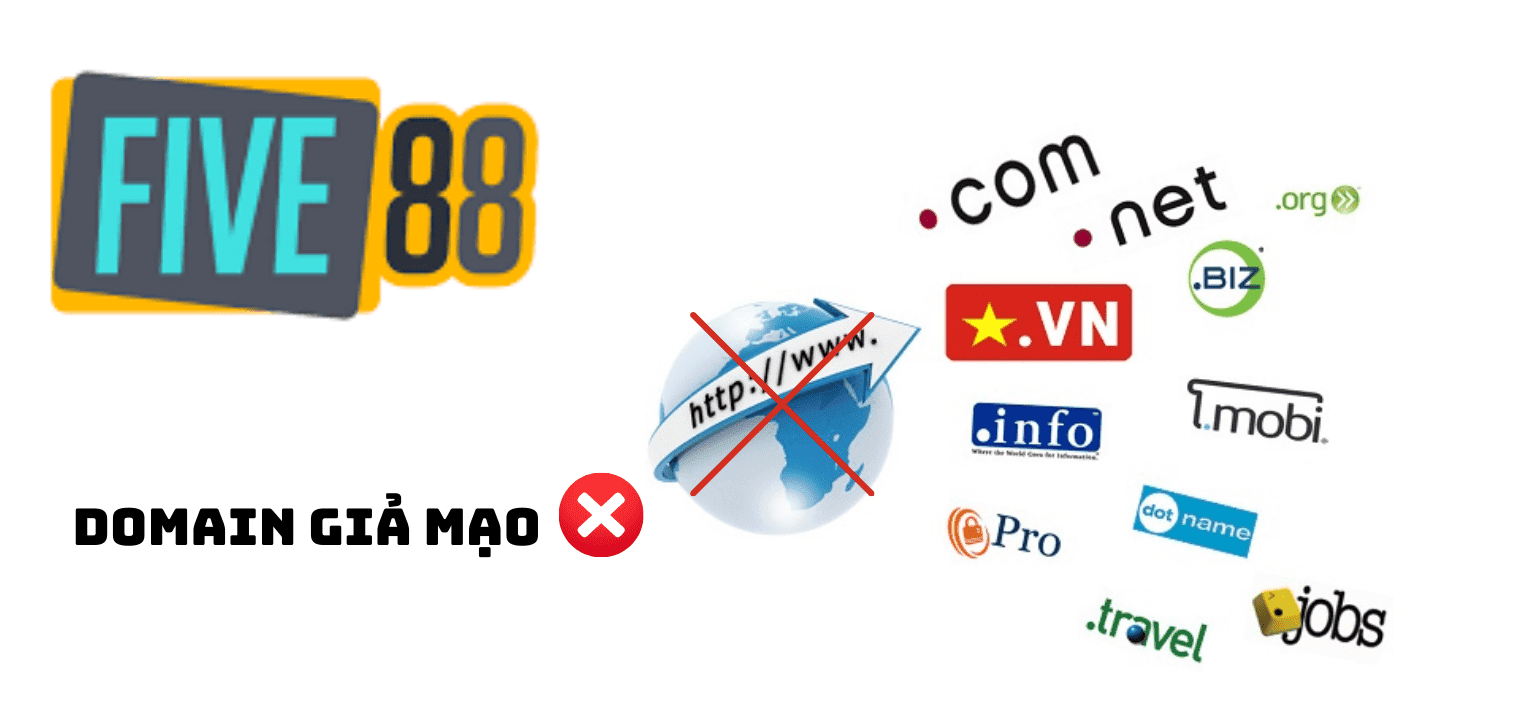 Hình ảnh minh họa cho việc nhà cái Five88 sử dụng nhiều domain phù nhằm ngăn chặn các domain bị giả mạo