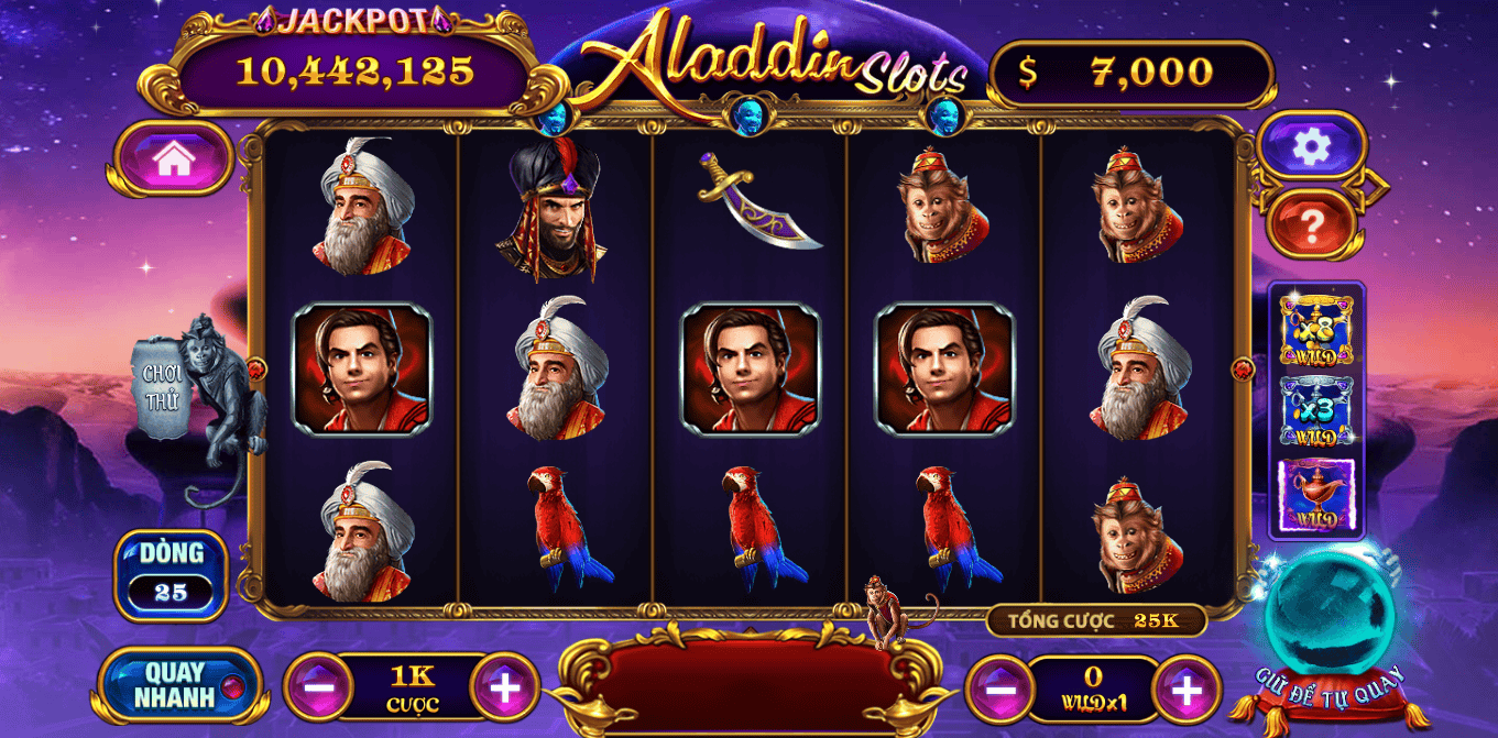 Hình ảnh giao diện màn hình khi chơi game nổ hũ Aladin tại nhà cái Five88